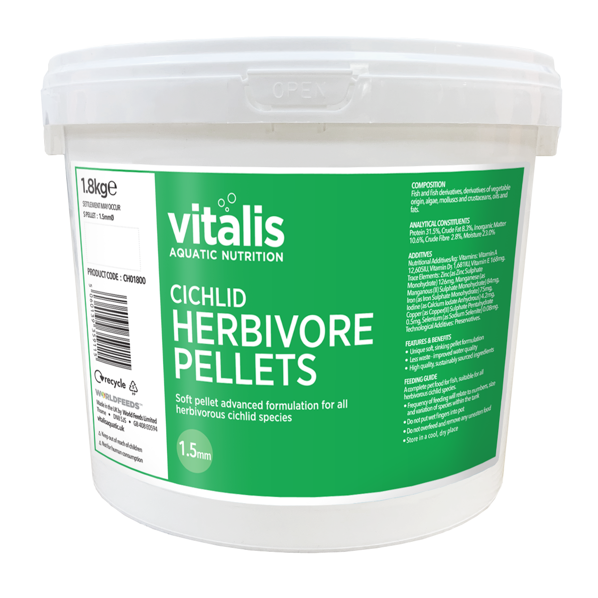 Vitalis Cichlid Herbivore Pellets